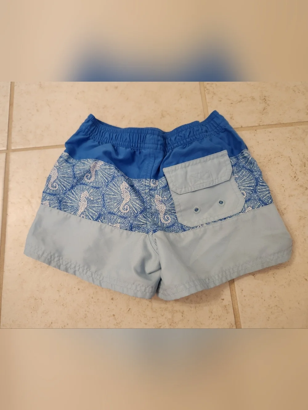 Vineyard Vines Fish Print Blue Swim Trunks‎ Boys Size 3t Seahorse #G1206